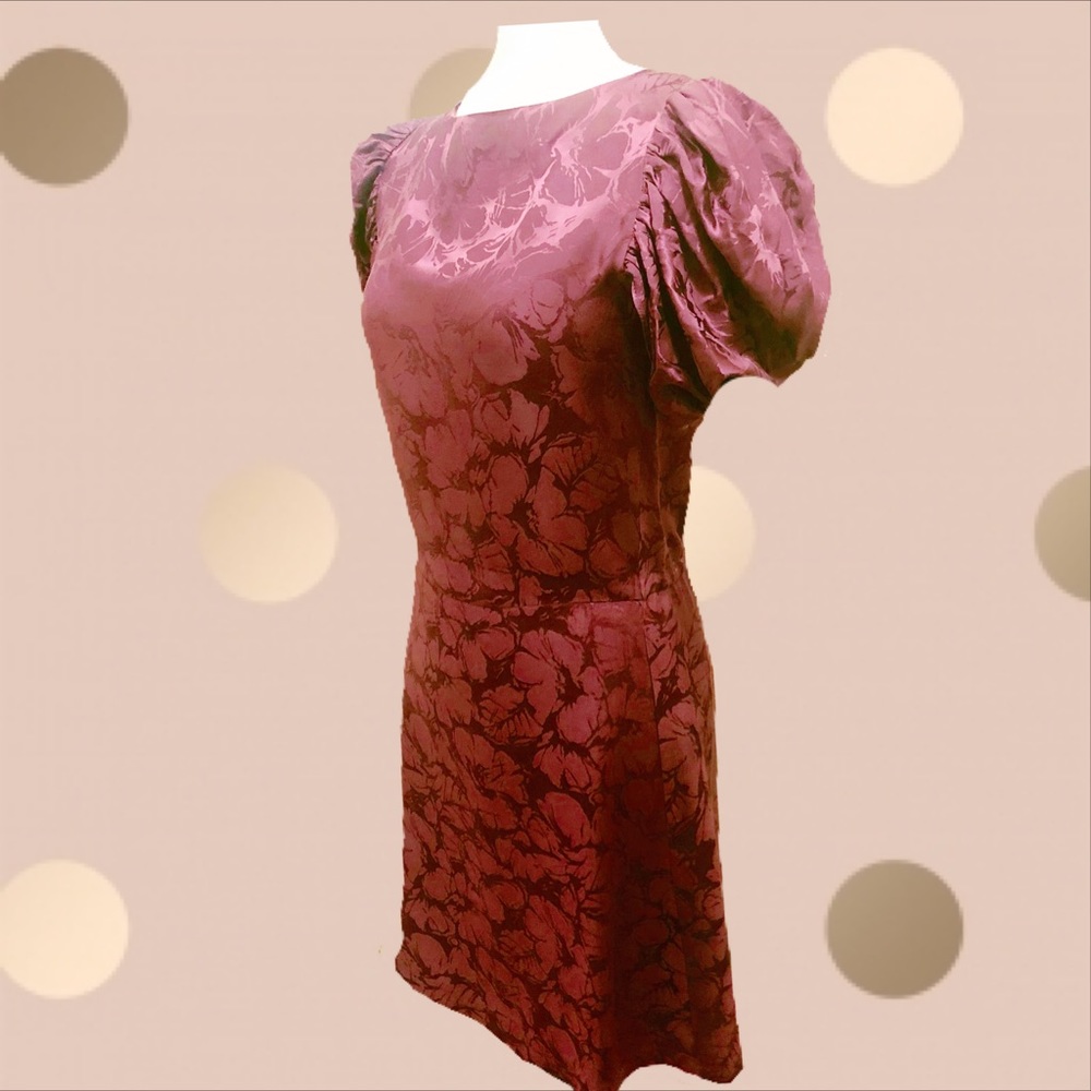 Vintage style 100% silk burgundy dress